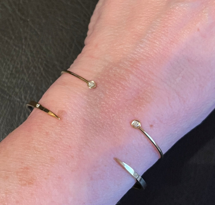 14K Gold Two Diamond Cuff Bracelet