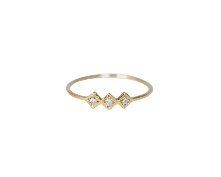 14K Gold Three Diamond Ring