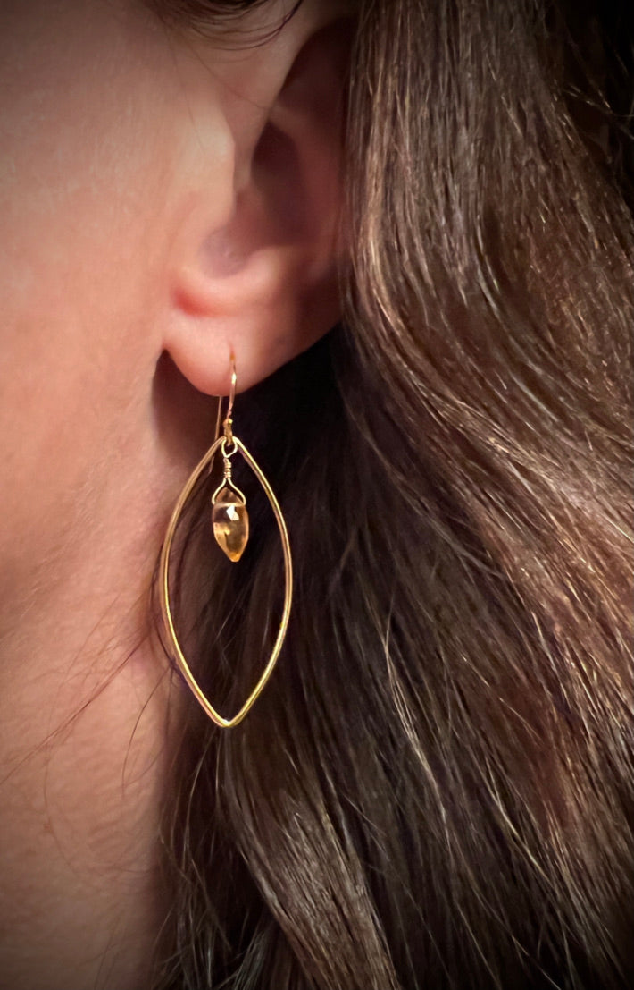 Genuine Citrine Gold Drop Earrings | Avery Blake Jewelry