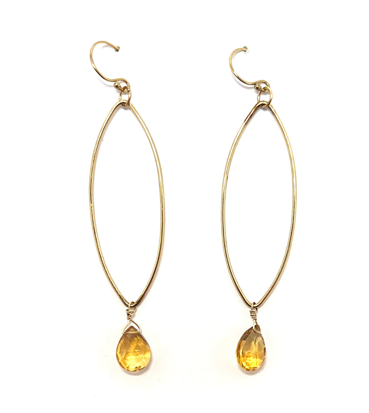 Genuine Citrine and Gold Hoop Dangle Earrings | Avery Blake Jewelry