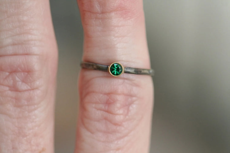Blackened Sterling Silver Emerald Ring