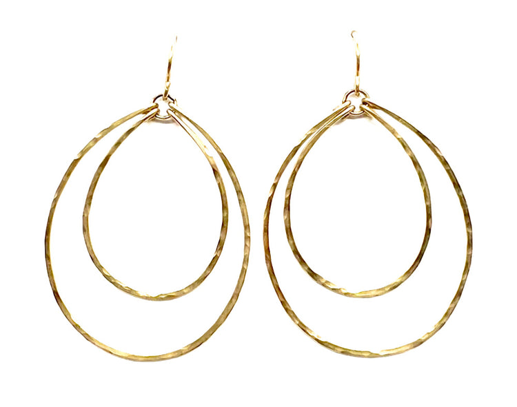 Double Gold Hammered Hoop Earrings | Avery Blake Jewelry
