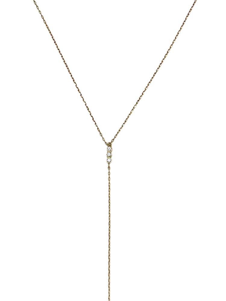 14K Gold Three Diamond Lariat Necklace