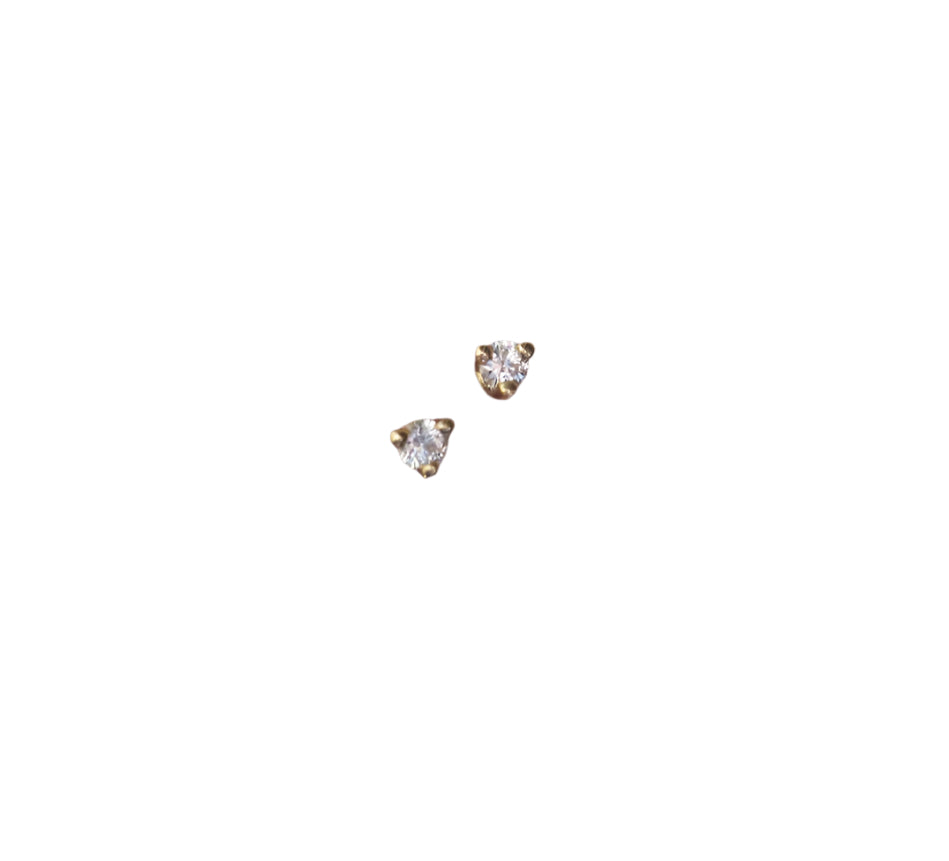 14K Gold White Sapphire Stud Earrings | AVIE collection Fine Jewelry