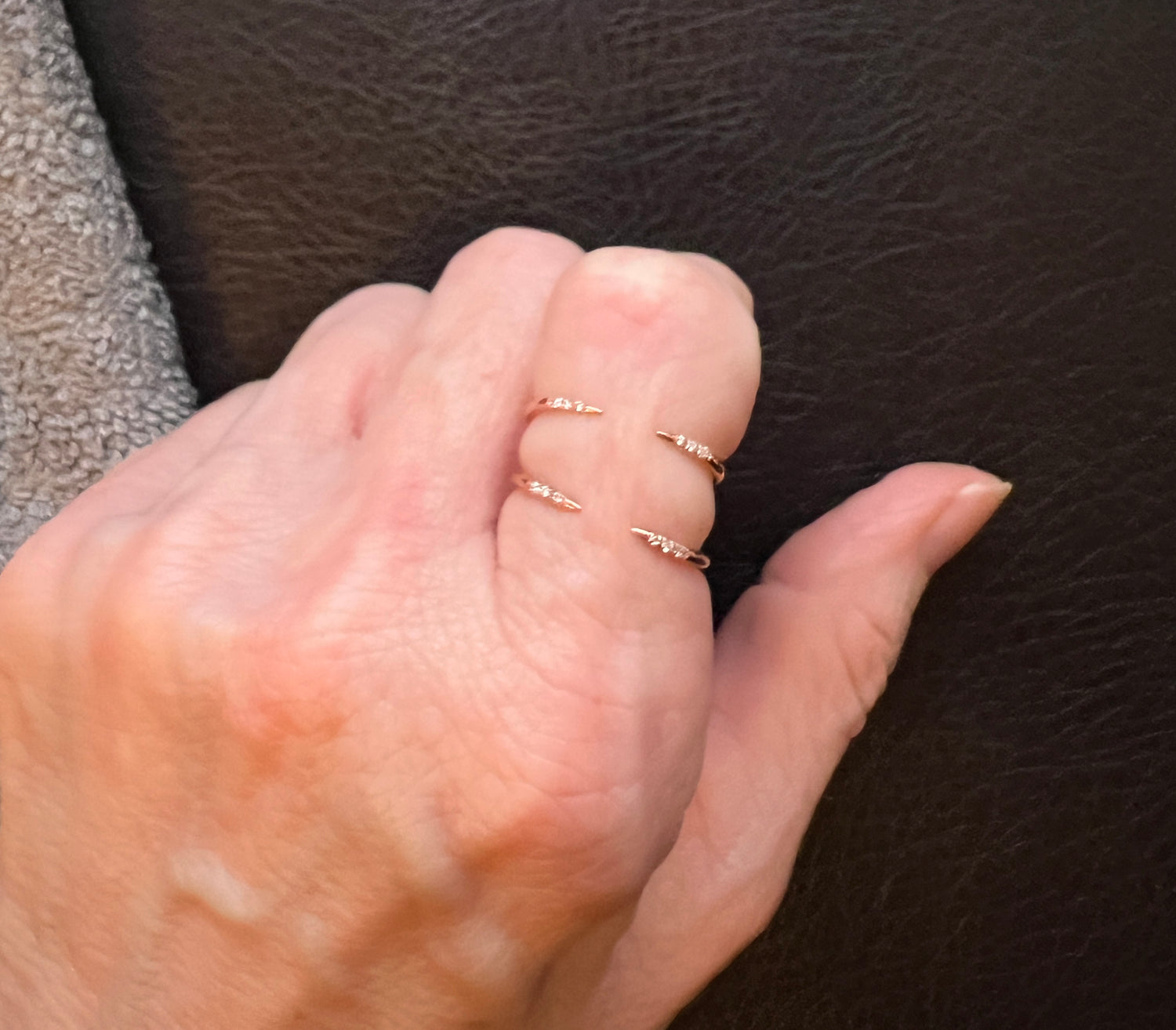 14K Gold Diamond Open Cuff Stacking Ring | AVIE Fine Jewelry