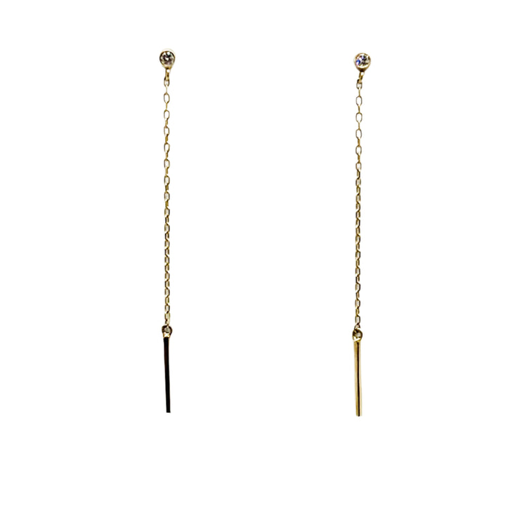 14K Gold Diamond Chain Earrings
