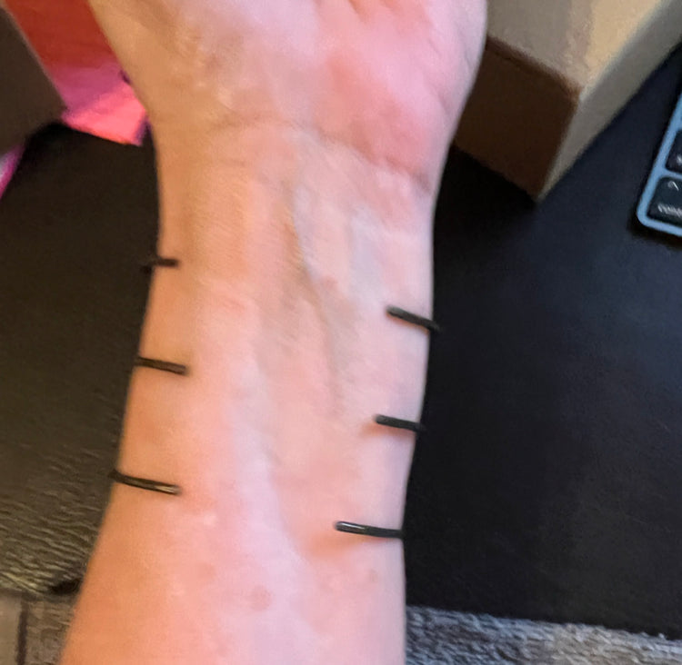 Oxidized Sterling Silver Gold Line Cuff Cage Bracelet