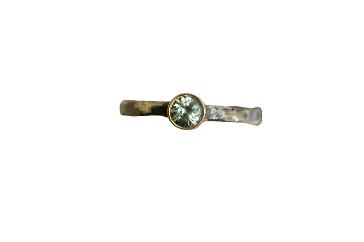 Blackened Sterling Silver Green Sapphire Ring