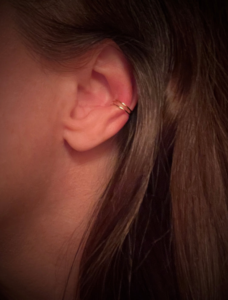 14K Gold Double Band Ear Cuff | Avie Fine Jewelry by Avery Blake