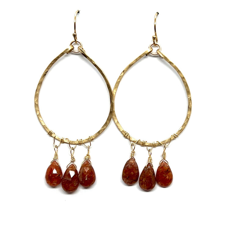 Rutilated Orange Quartz Gold Drop Earrings | Avery Blake Jewelry