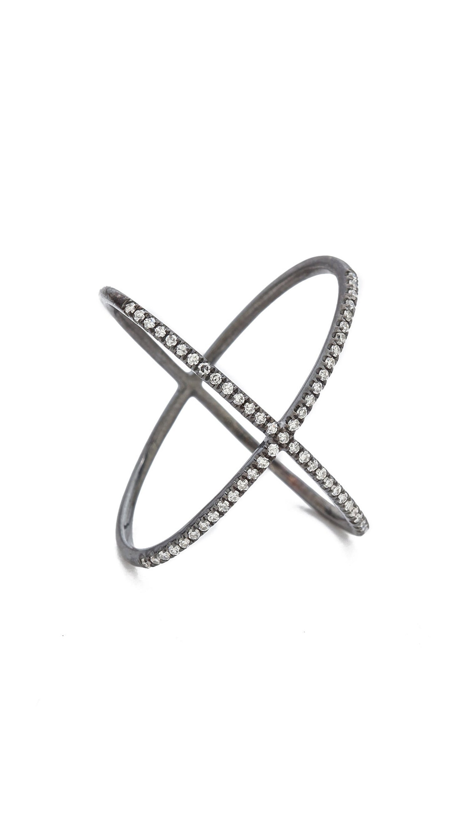 14K Black X Ring with Diamonds | Avie Fine Jewelry