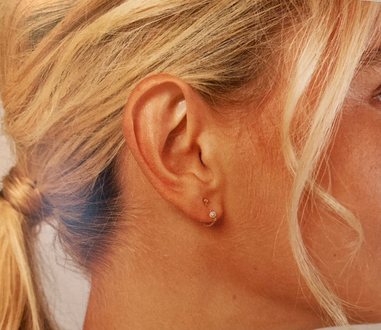 14K Gold Diamond Drape Chain Stud Earrings | AVIE Fine Jewelry by Avery Blake