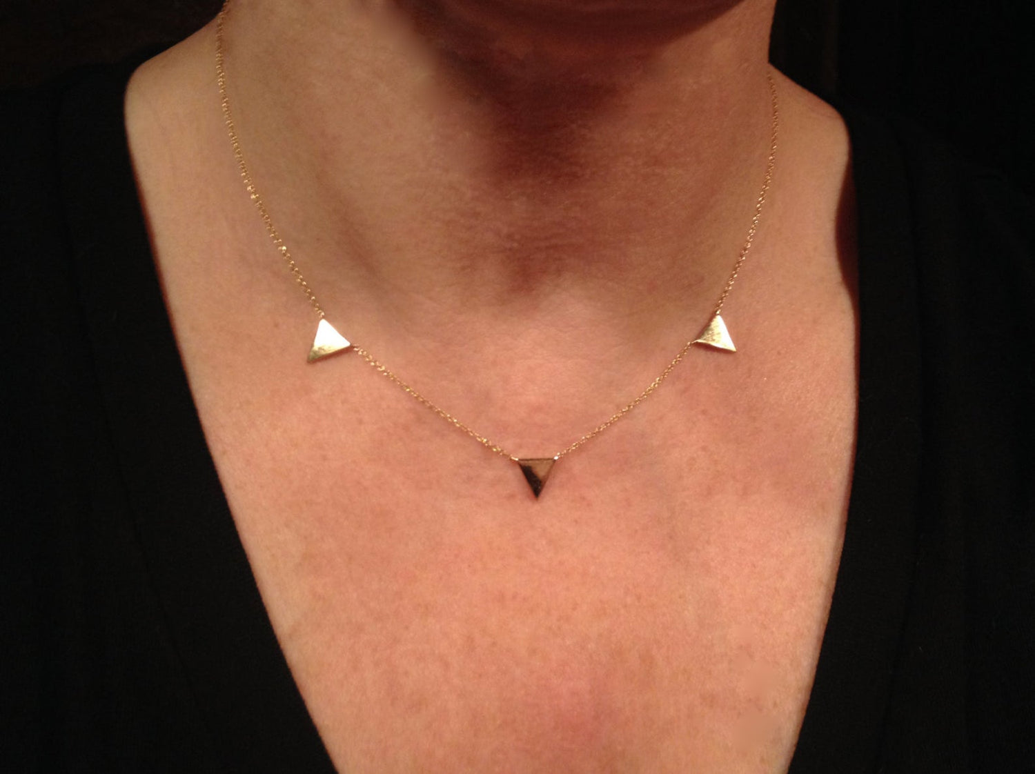 14K Gold Three Triangle Pave Diamond Necklace | Avie Fine Jewelry by Avery Blake