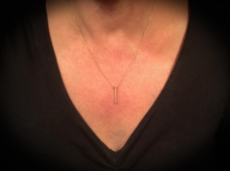 14K Gold Diamond Bar Necklace | Avie Fine Jewelry