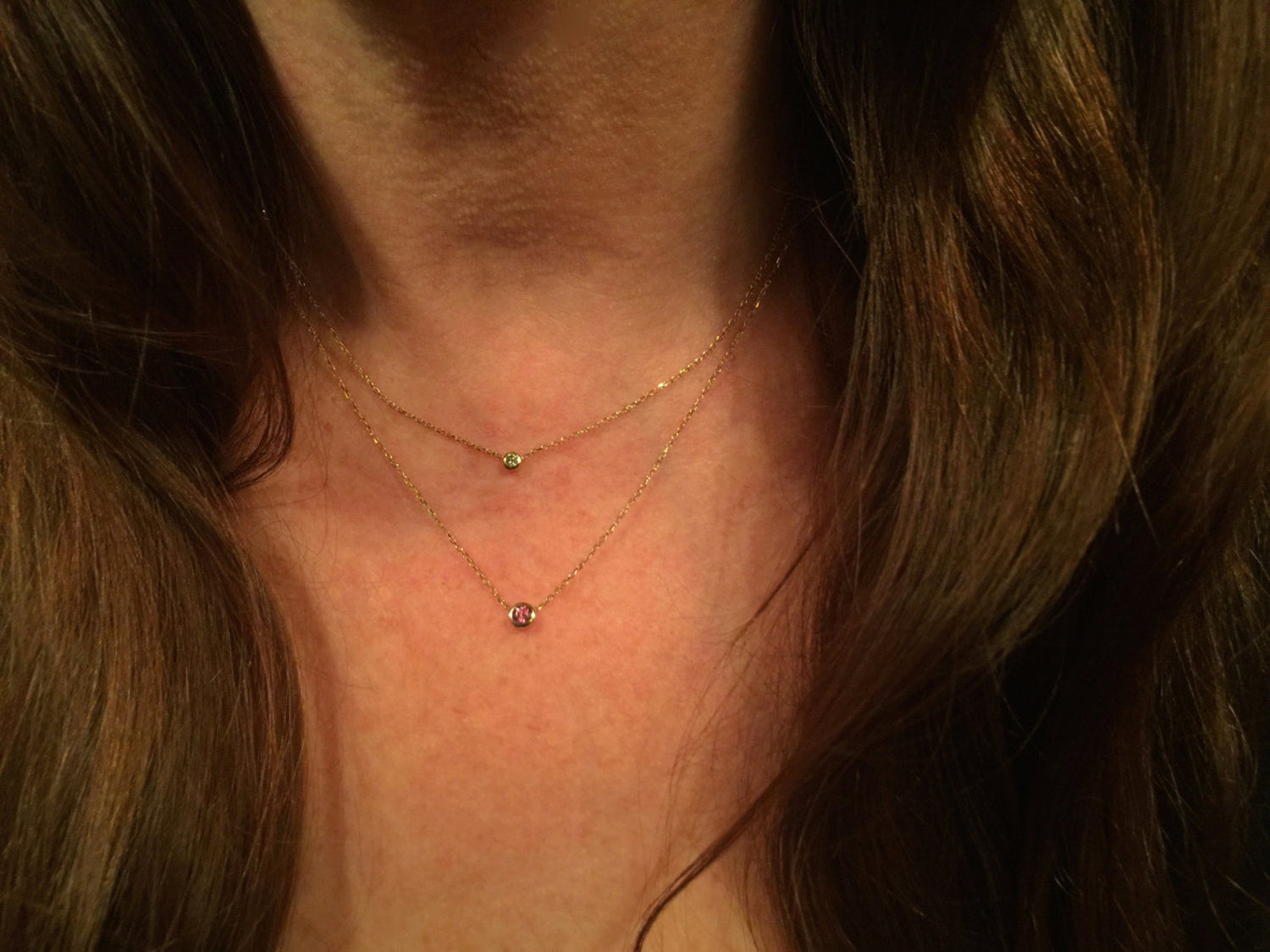 14K Gold Floating Pink Spinel Necklace | AVIE Fine Jewelry