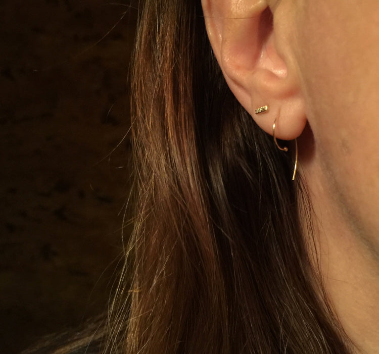 Tiny 14K Gold Scroll Wire Earrings | Avie Fine Jewelry