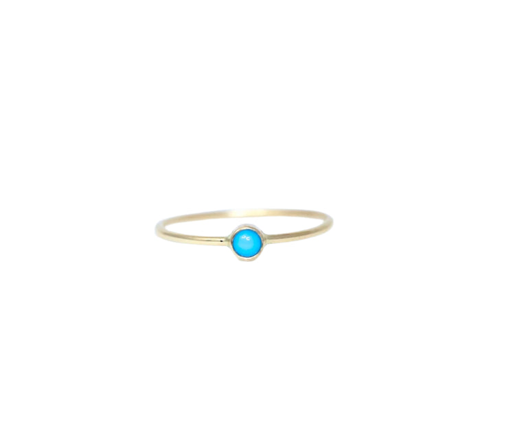 Small 14K Gold Turquoise Stacking Ring | AVIE Fine Jewelry