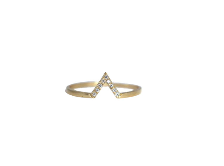 14K Gold Pave Set Diamond V Ring | AVIE Fine Jewelry