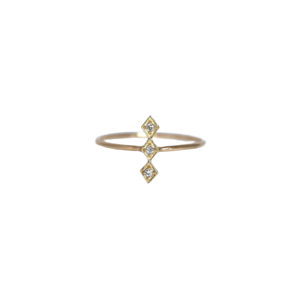 14K Gold Three Diamond Vertical Bar Ring | AVIE Fine Jewelry