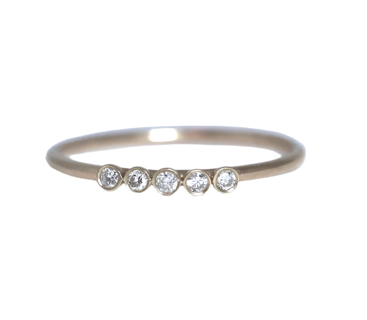 14K Gold Five Diamond Bezel Set Ring | AVIE Fine Jewelry