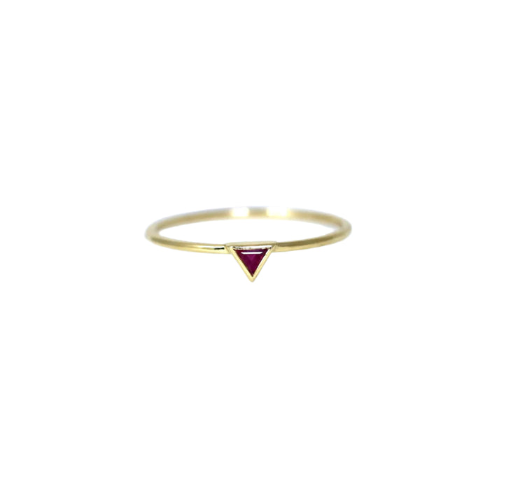 Tiny 14K Gold Triangle Ruby Ring | AVIE Fine Jewelry