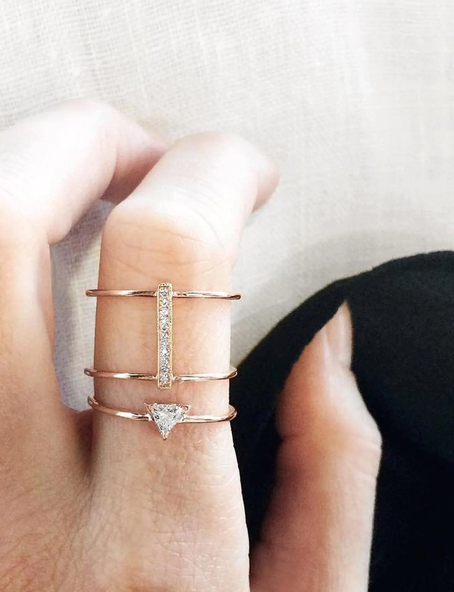14K Gold Diamond Triangle Ring | AVIE Fine Jewelry