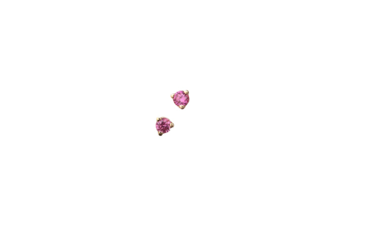 14K Gold Seriously Tiny Pink Sapphire Stud Earrings