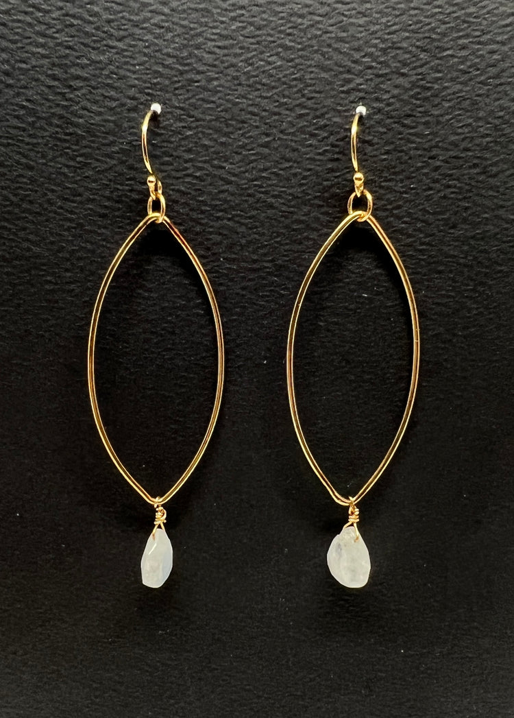 Genuine Moonstone Gold Drop Earrings | Avery Blake Jewery