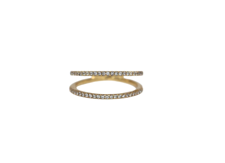 14K Gold Pave Double Band Diamond Ring | Avery Blake Jewelry