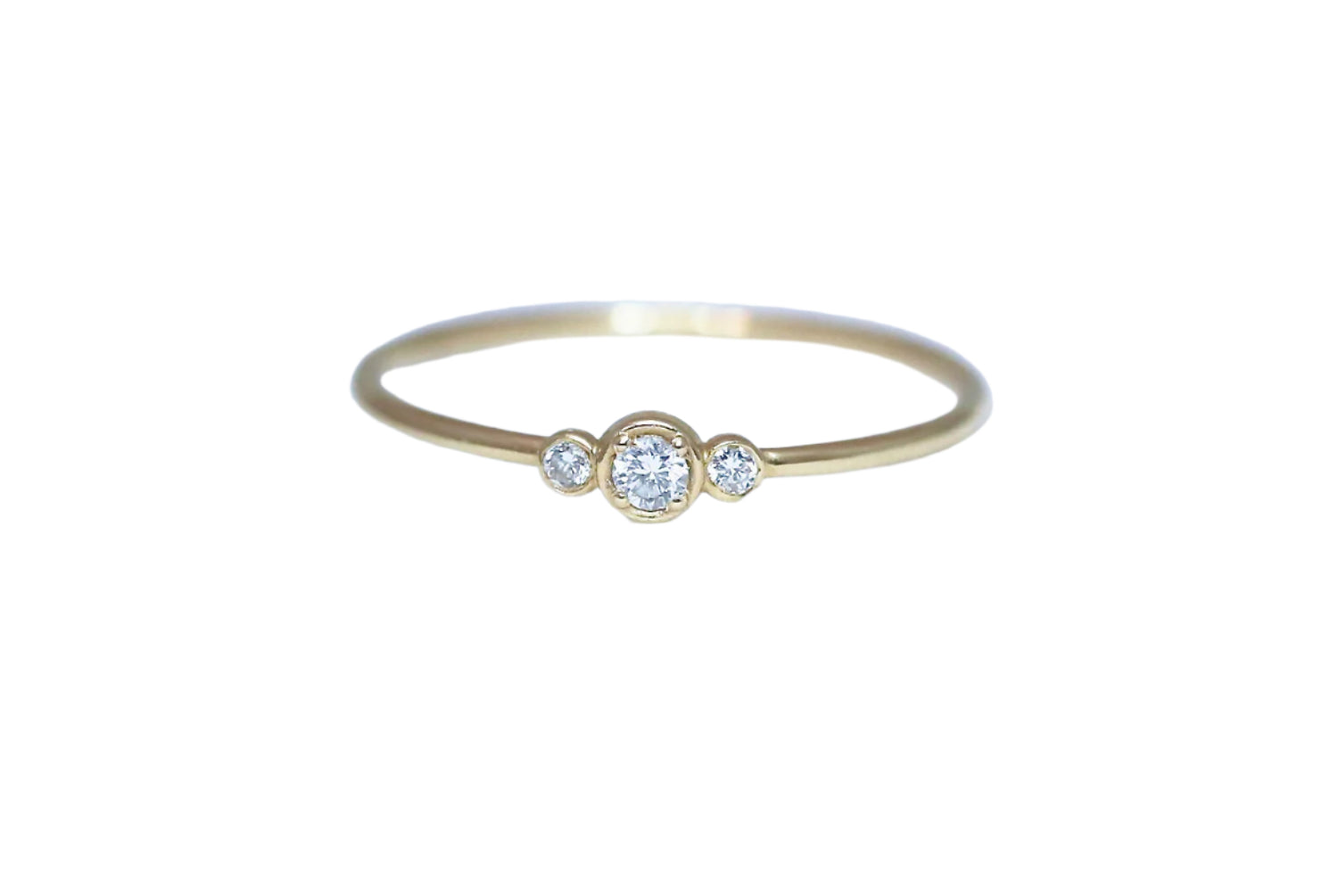 14K Gold Triple Diamond Ring | AVIE collection Fine Jewelry