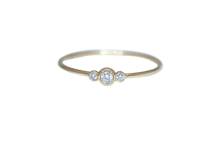 14K Gold Triple Diamond Ring | AVIE collection Fine Jewelry