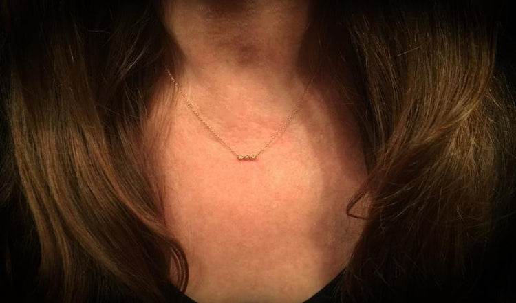 14K Rose Gold Tiny Three Diamond Necklace | Avie Fine Jewelry