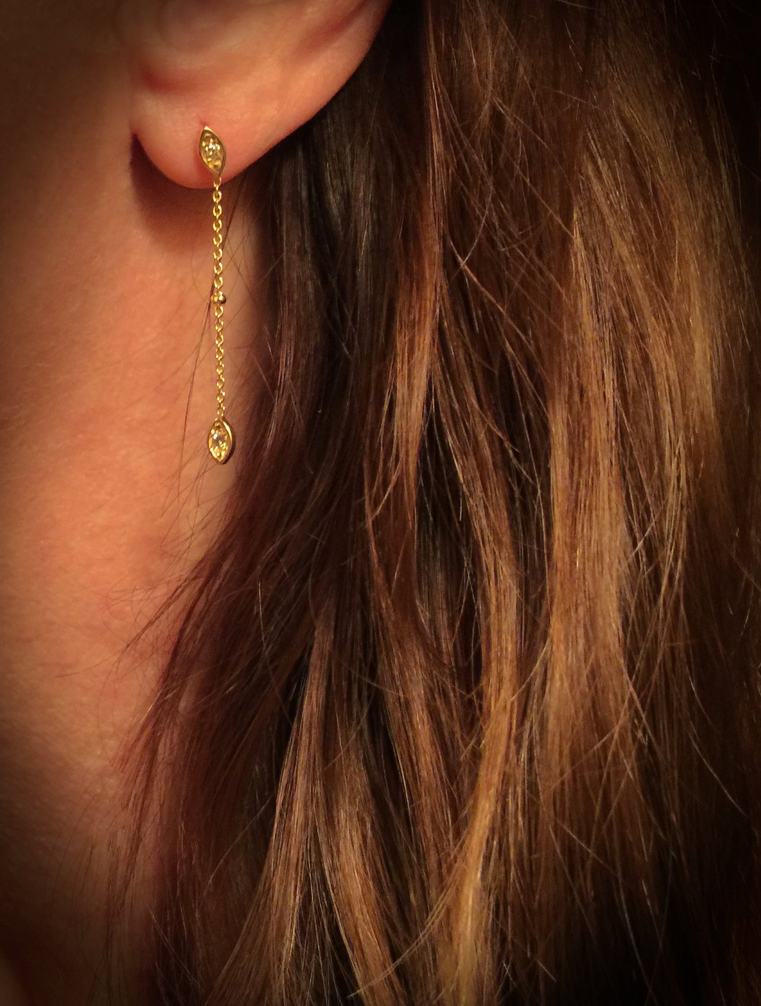 14K White Gold Marquise Diamond Drop Earrings | AVIE Fine Jewelry