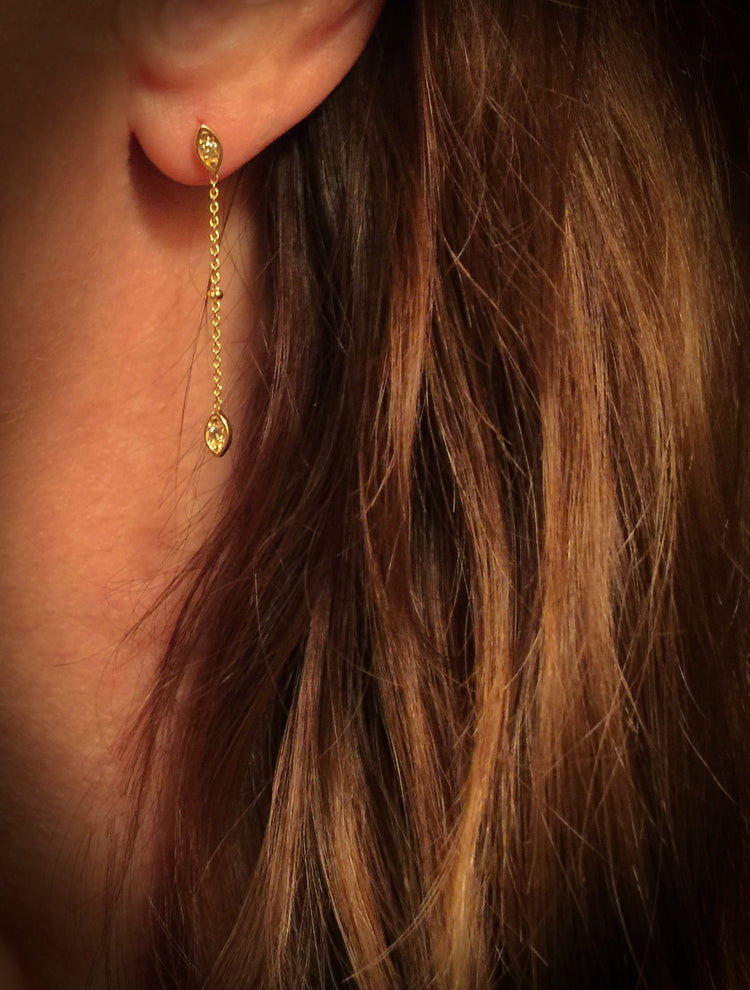 14K White Gold Marquise Diamond Drop Earrings | AVIE Fine Jewelry