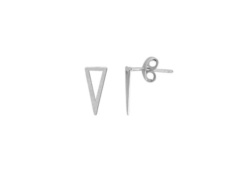14K White Gold Long Open Triangle Stud Earrings | Avie Fine Jewelry