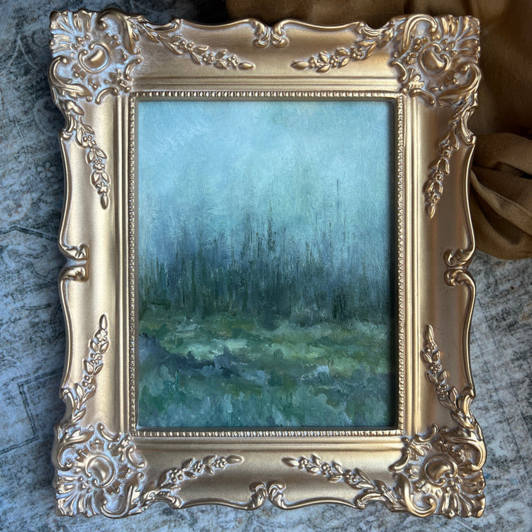Original Landscape Oil Painting, Vintage Frame