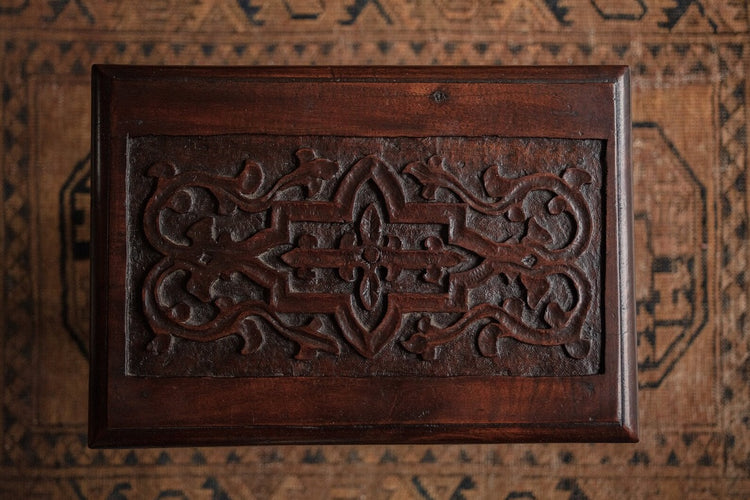 Antique English Carved Mahogany Joint Stool