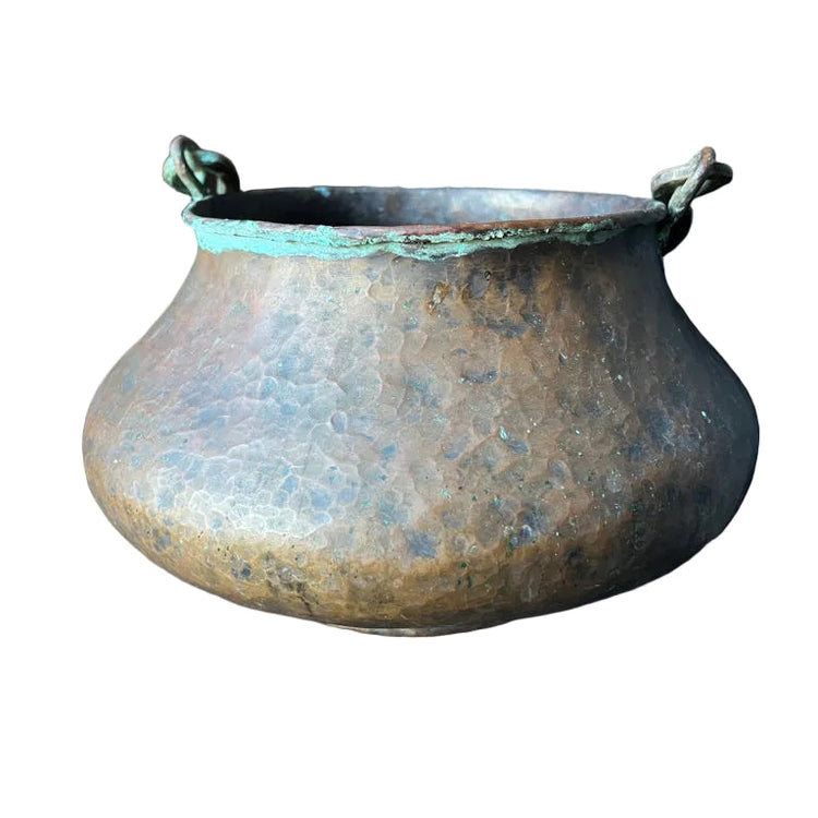 Primitive Antique Hammered Copper Cauldron