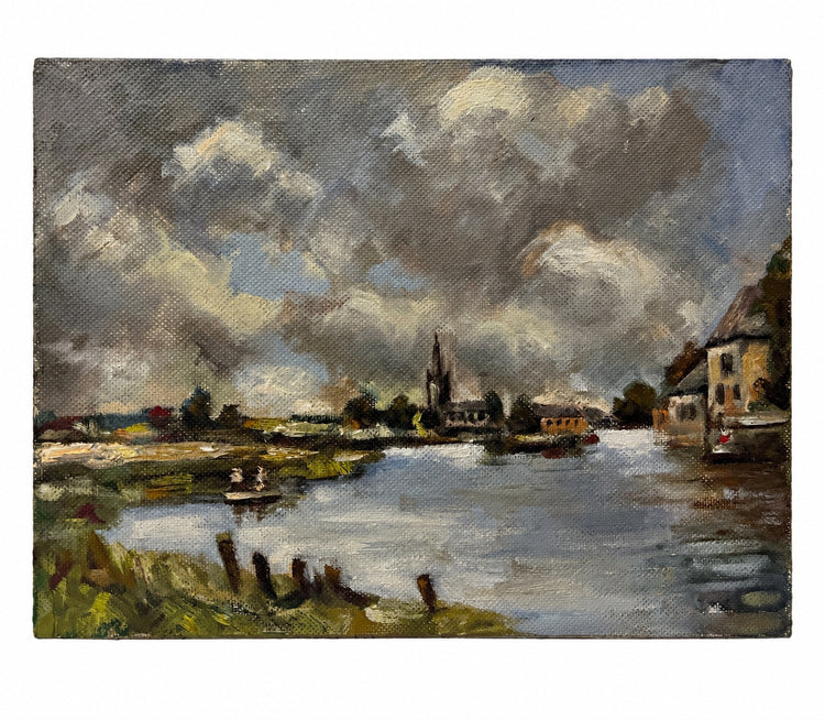 Antique Unframed Original Impressionist French Oil on Board Painting