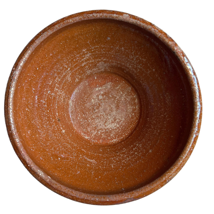 Antique Primitive French Stoneware Redware Tian Bowl