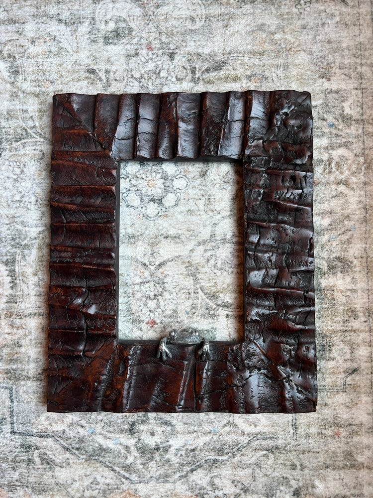 Vintage Wood Frame with Silver Frog