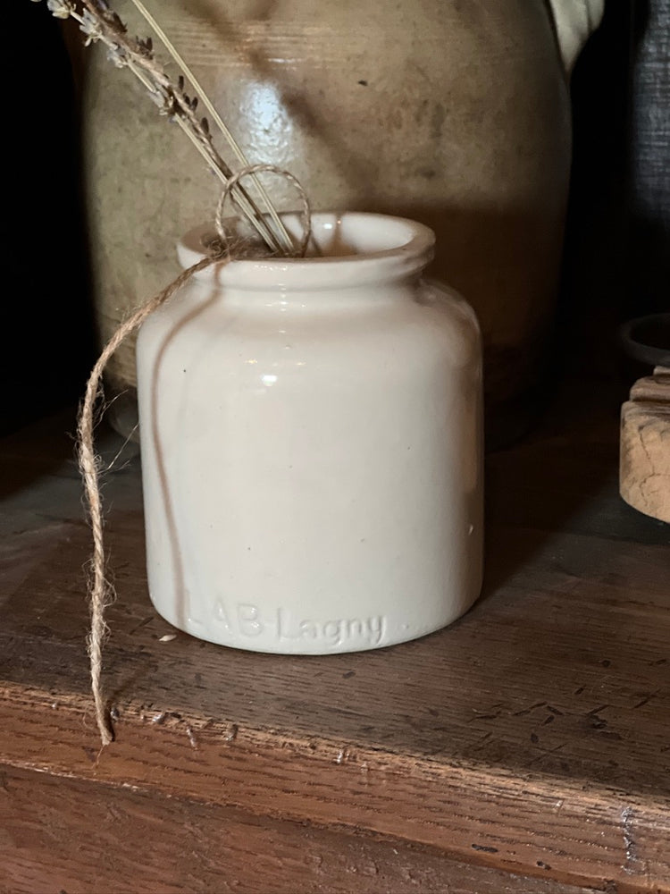 Antique Vintage French LAB Lagny Mustard Jar