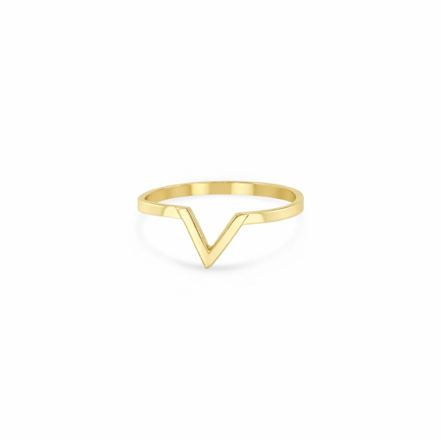 14K Gold V-shaped ring 