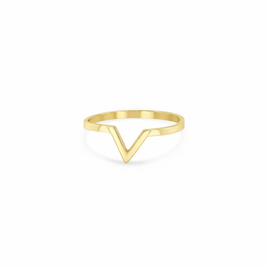 14K Gold V-shaped ring 
