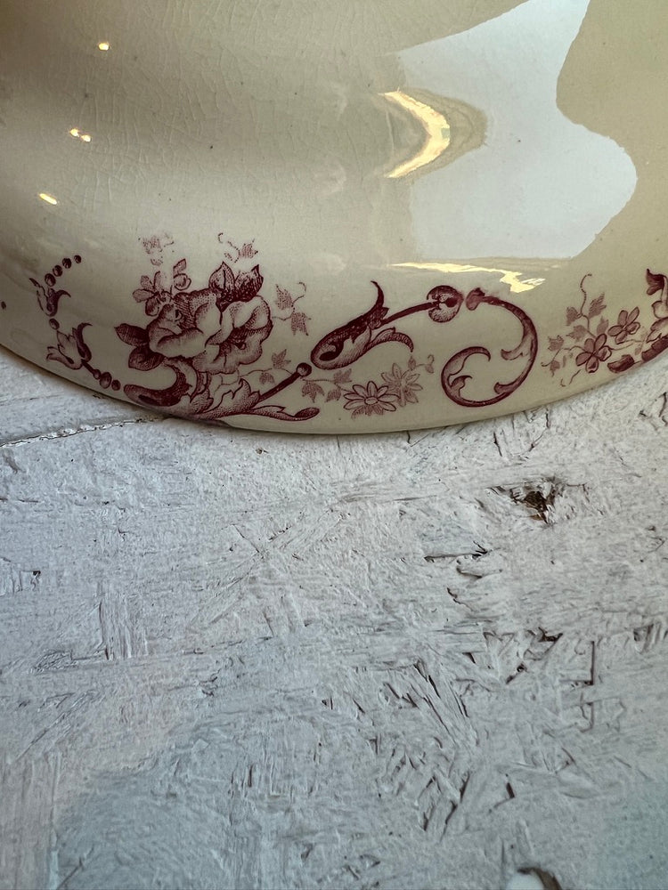 Antique French Ironstone Red Compote