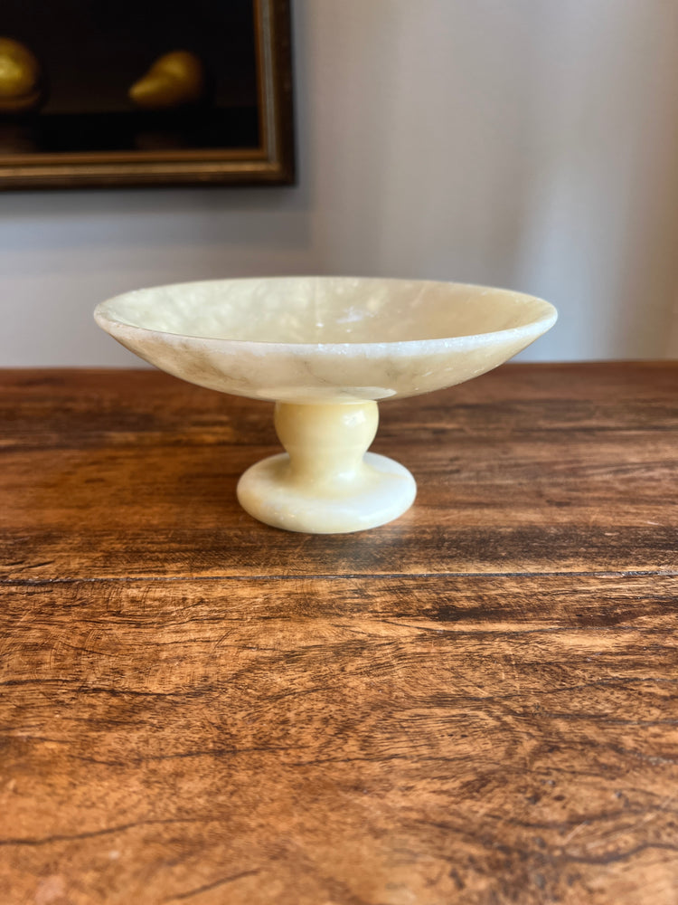 Vintage Alabaster Bowl Compote on Pedestal