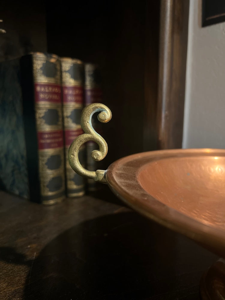 Vintage Copper and Brass Pedestal Bowl
