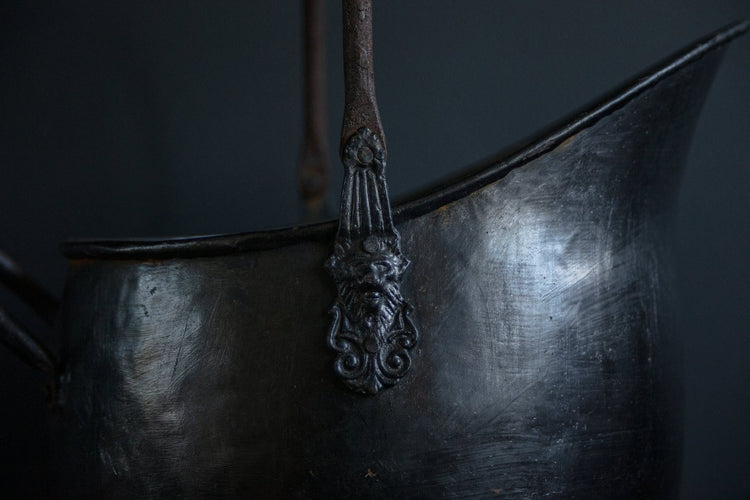 Antique English Blake Lions Head Scuttle