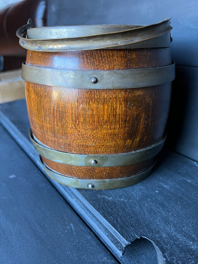Vintage Edwardian English Wood Biscuit Barrel