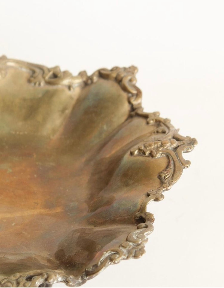 Vintage Brass Ornate Pedestal Compote